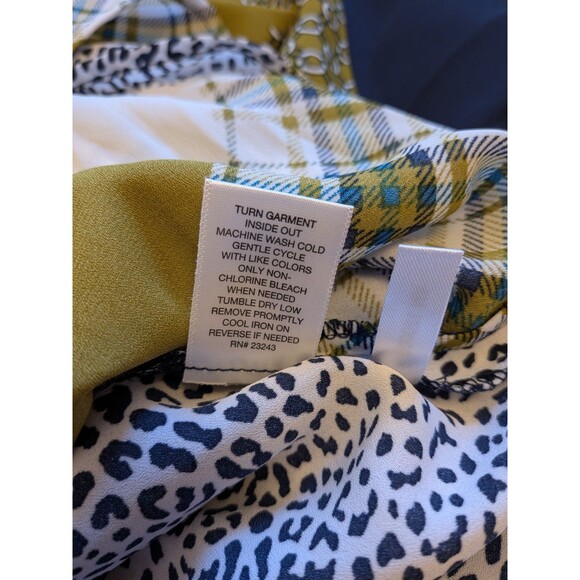 7th Ave Design Studio Plaid Patchwork Satin Shirt Dress Sz M Chic Kitchie Career - Picture 10 of 10